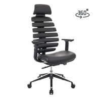 Компьютерное кресло Everprof Ergo для руководителя, обивка: натуральная кожа, цвет: черная кожа